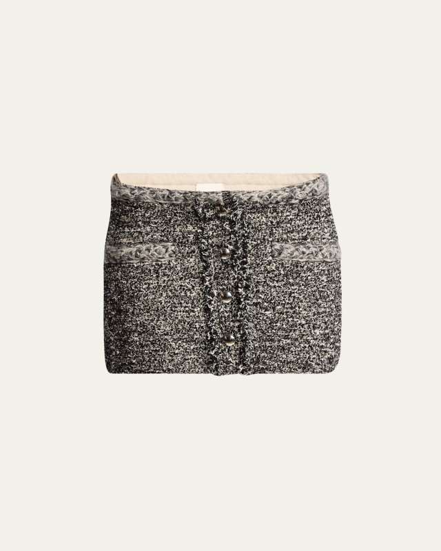 Gleny Braided-Trim Boucle Mini Skirt